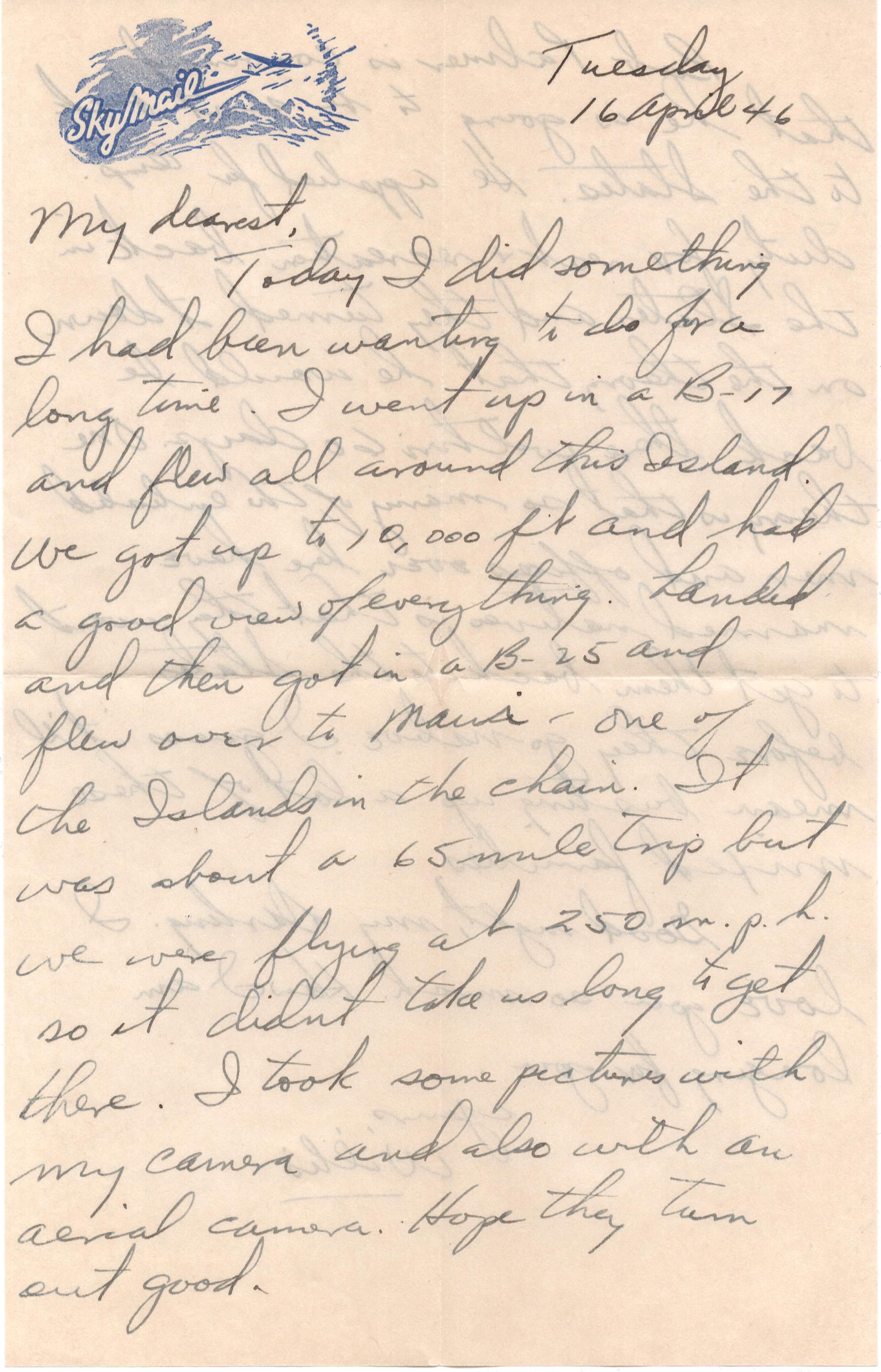 April 16, 1946: Front of letter