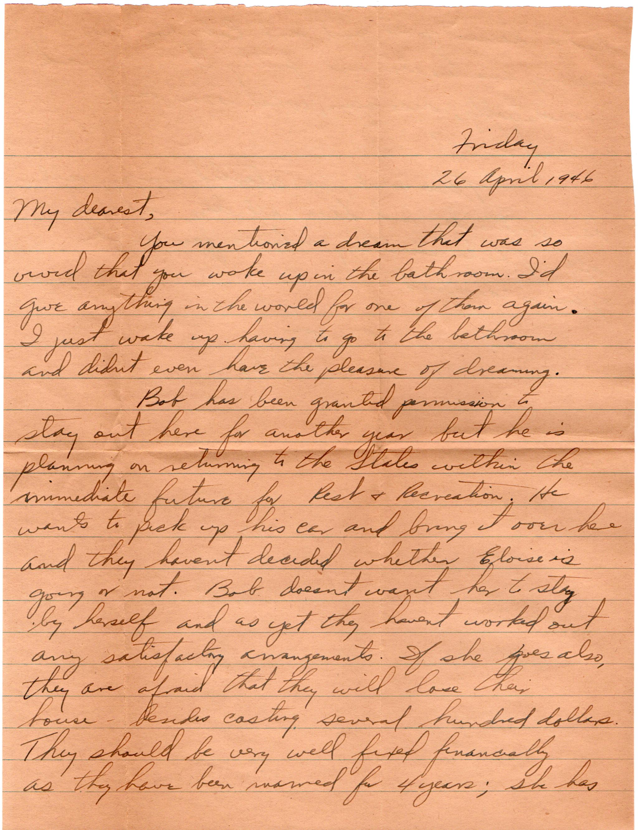 April 26, 1946: Front of letter