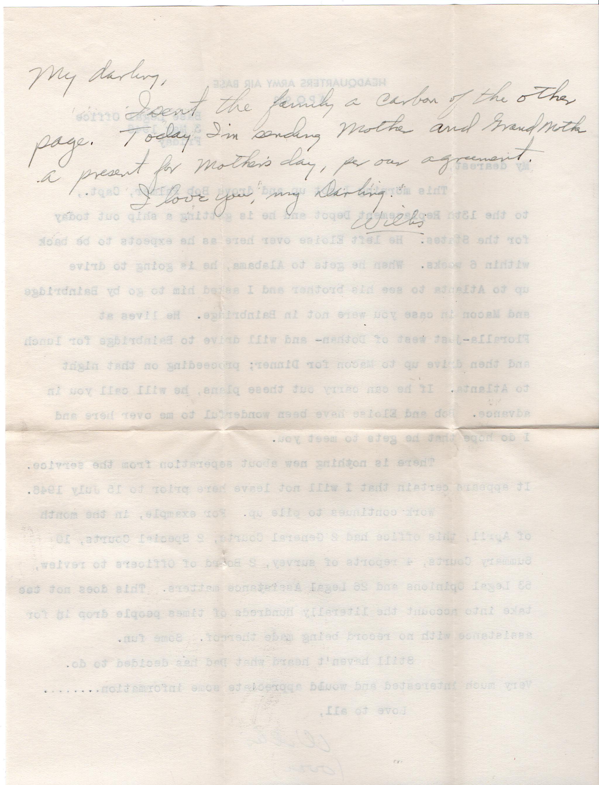 May 3, 1946: Back of letter