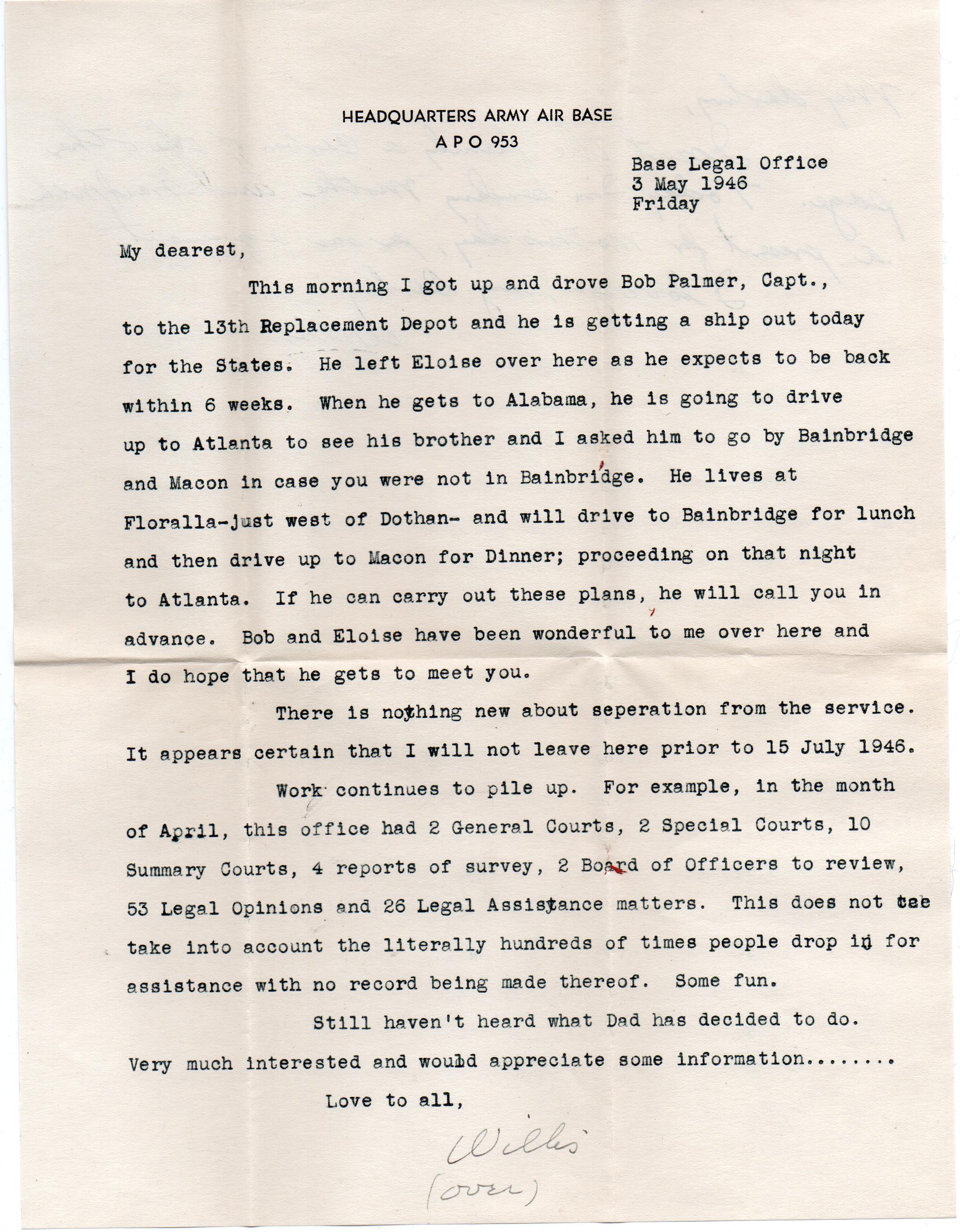 May 3, 1946: Front of letter