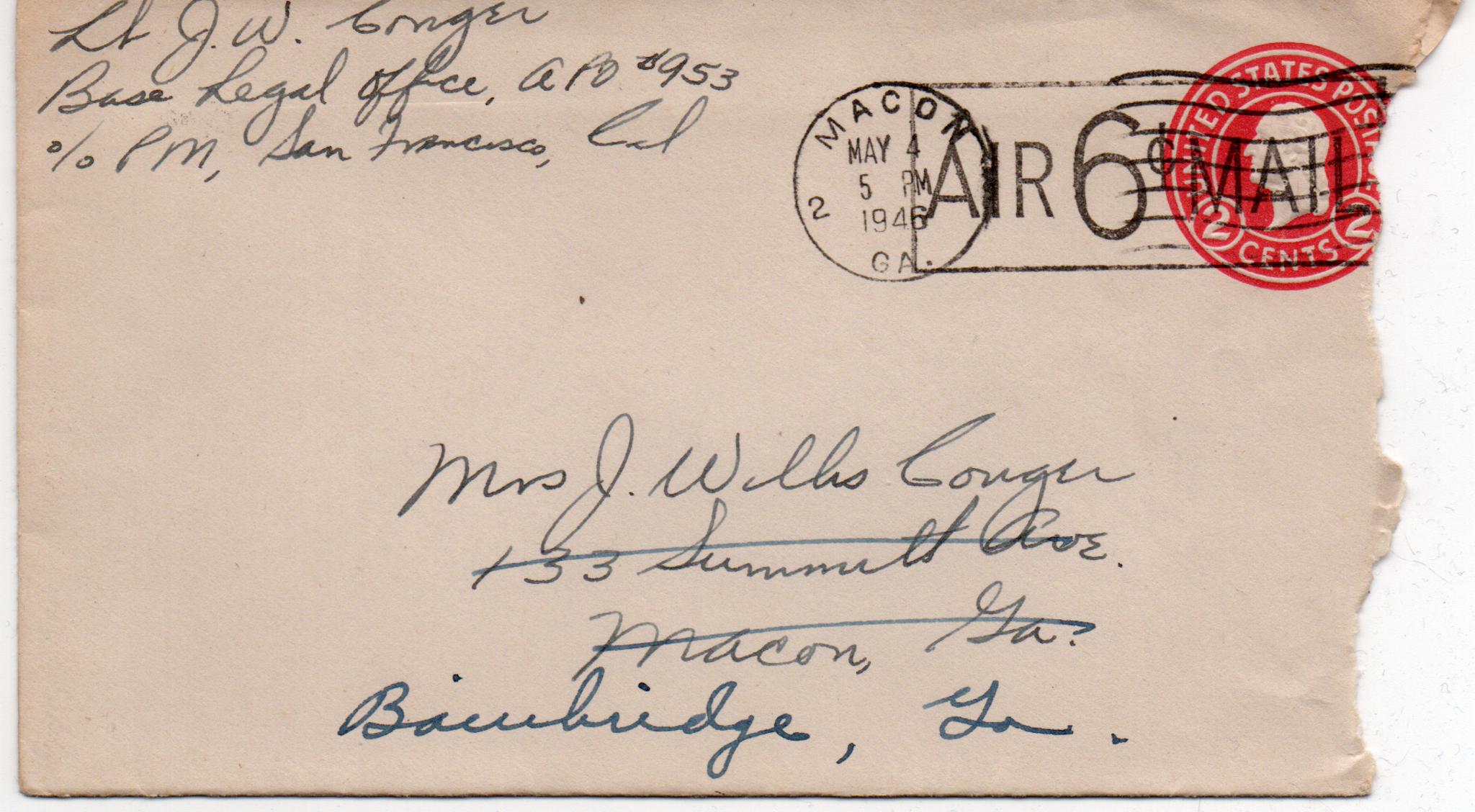 May 4, 1946: Front of envelope