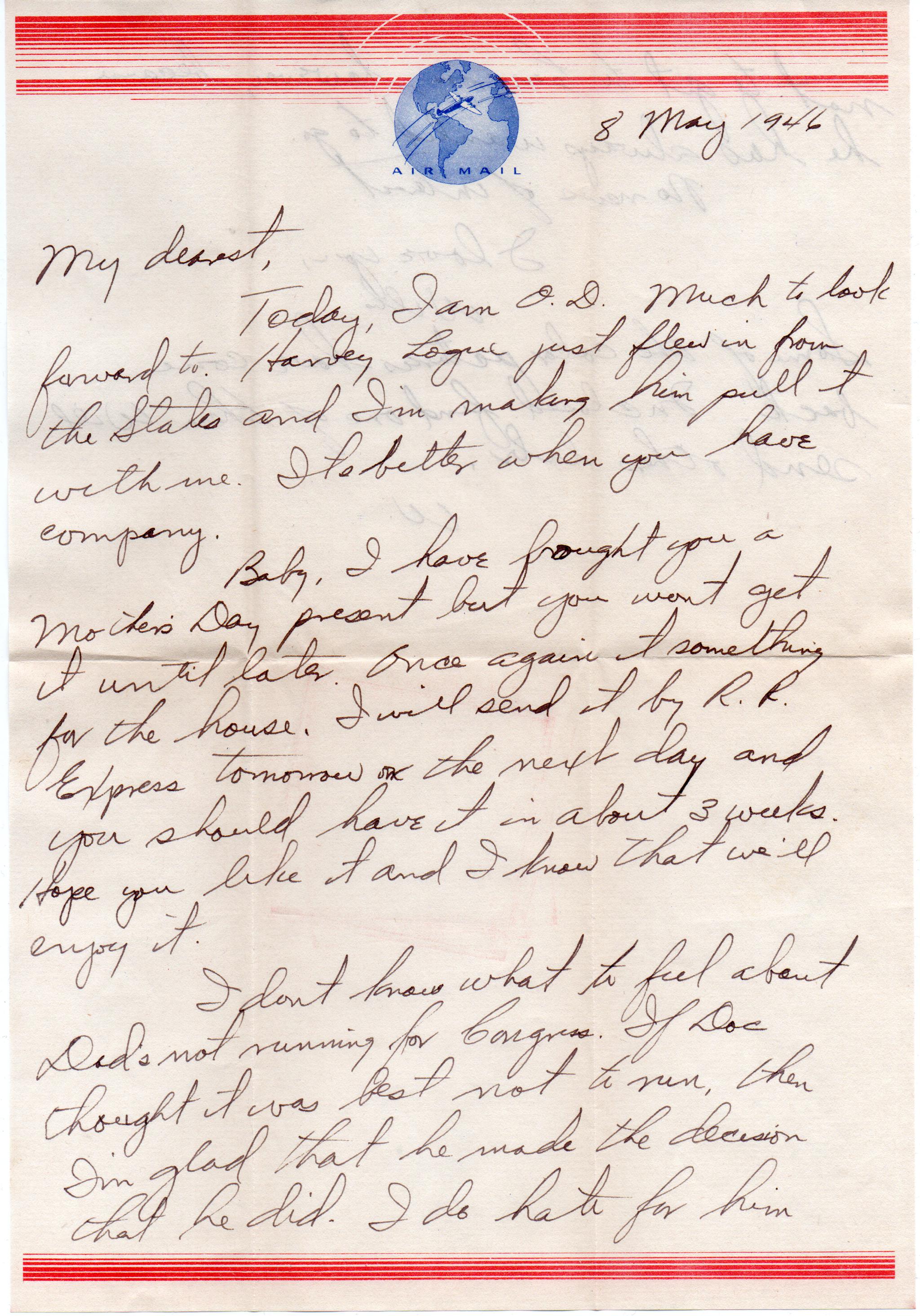 May 8, 1946: Front of letter