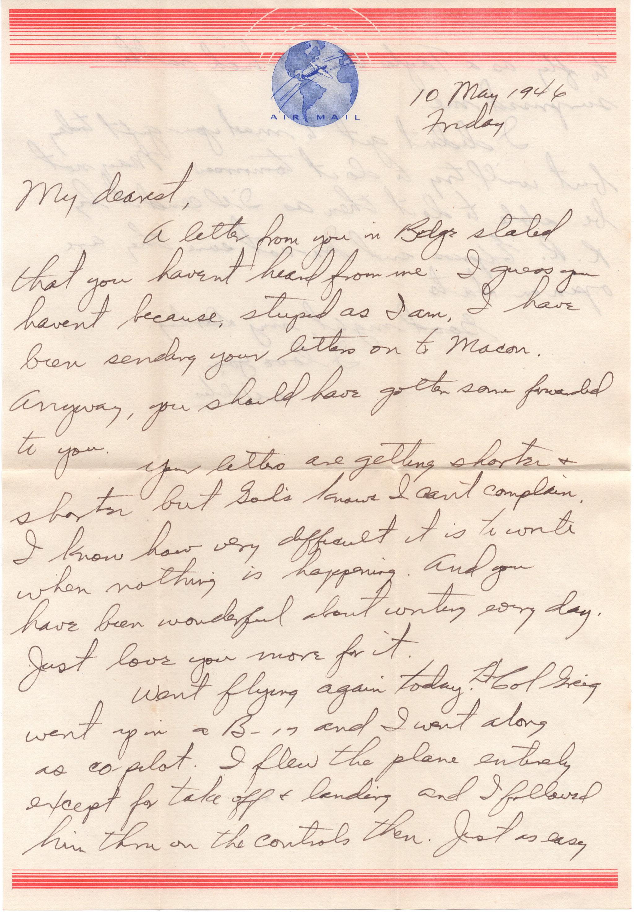 May 10, 1946: Front of letter