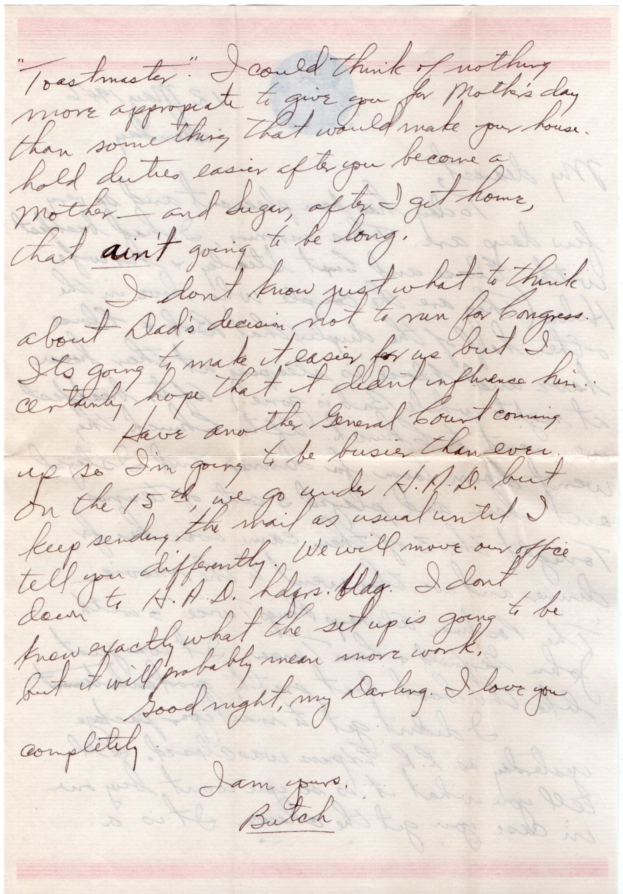 May 12, 1946: Back of letter