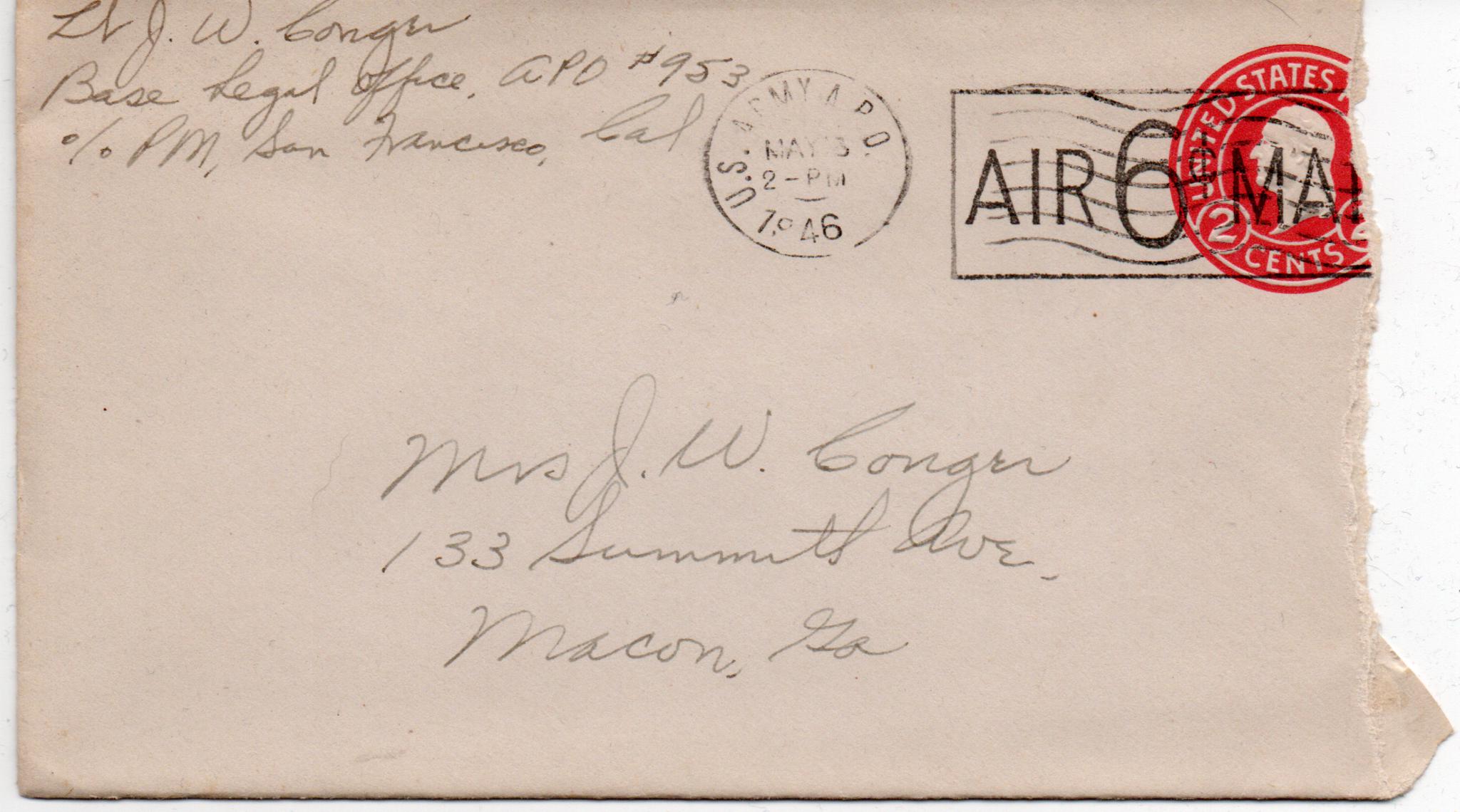 May 12, 1946: Front of envelope