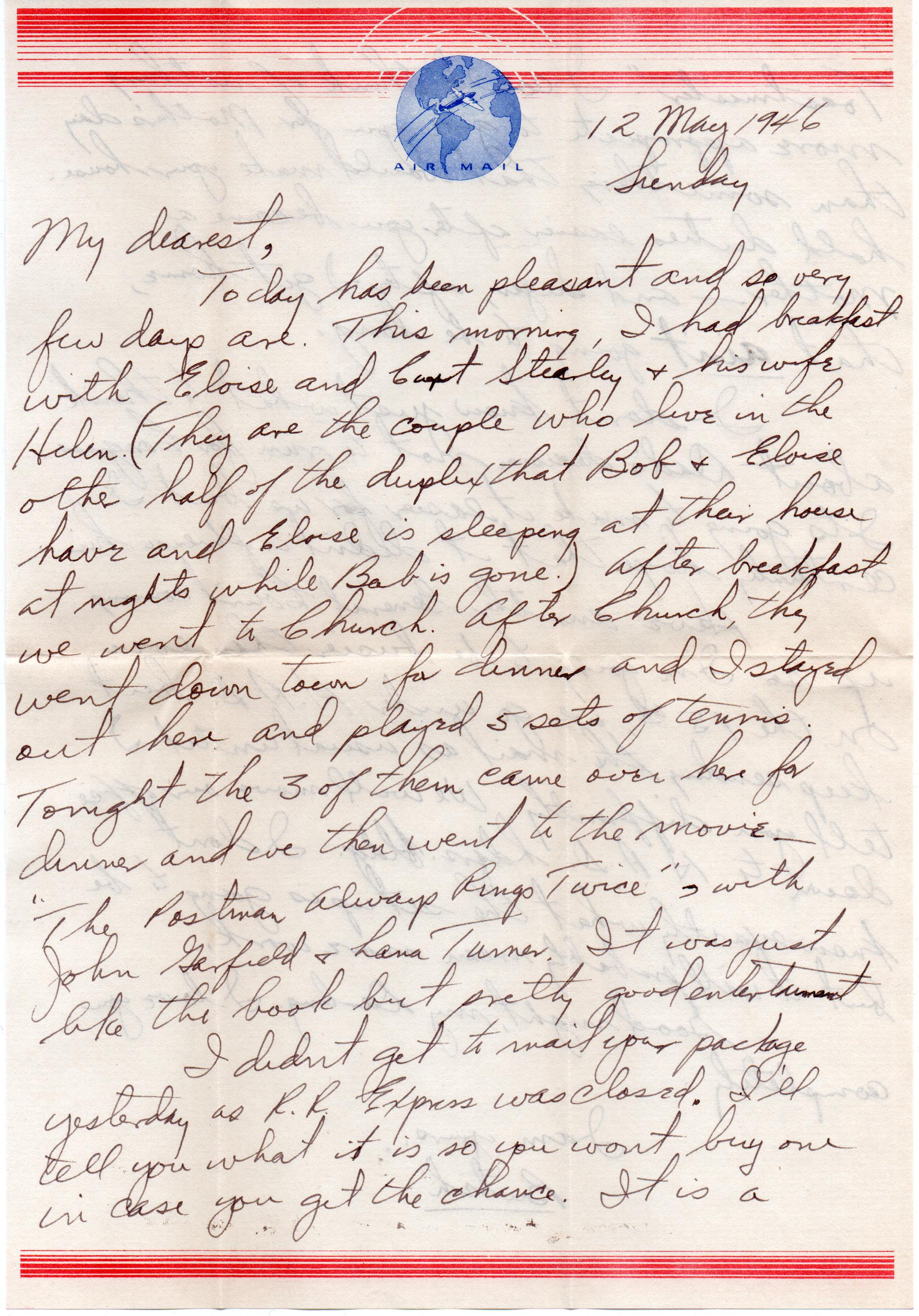 May 12, 1946: Front of letter