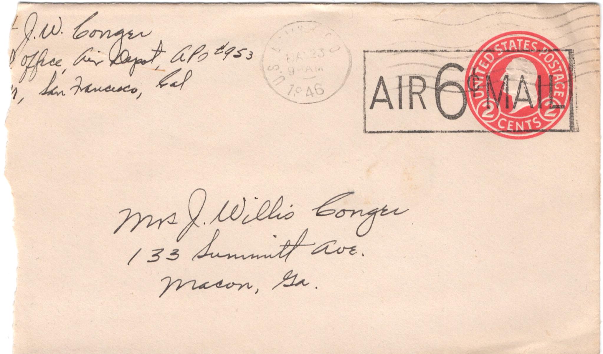 May 22, 1946: Front of envelope