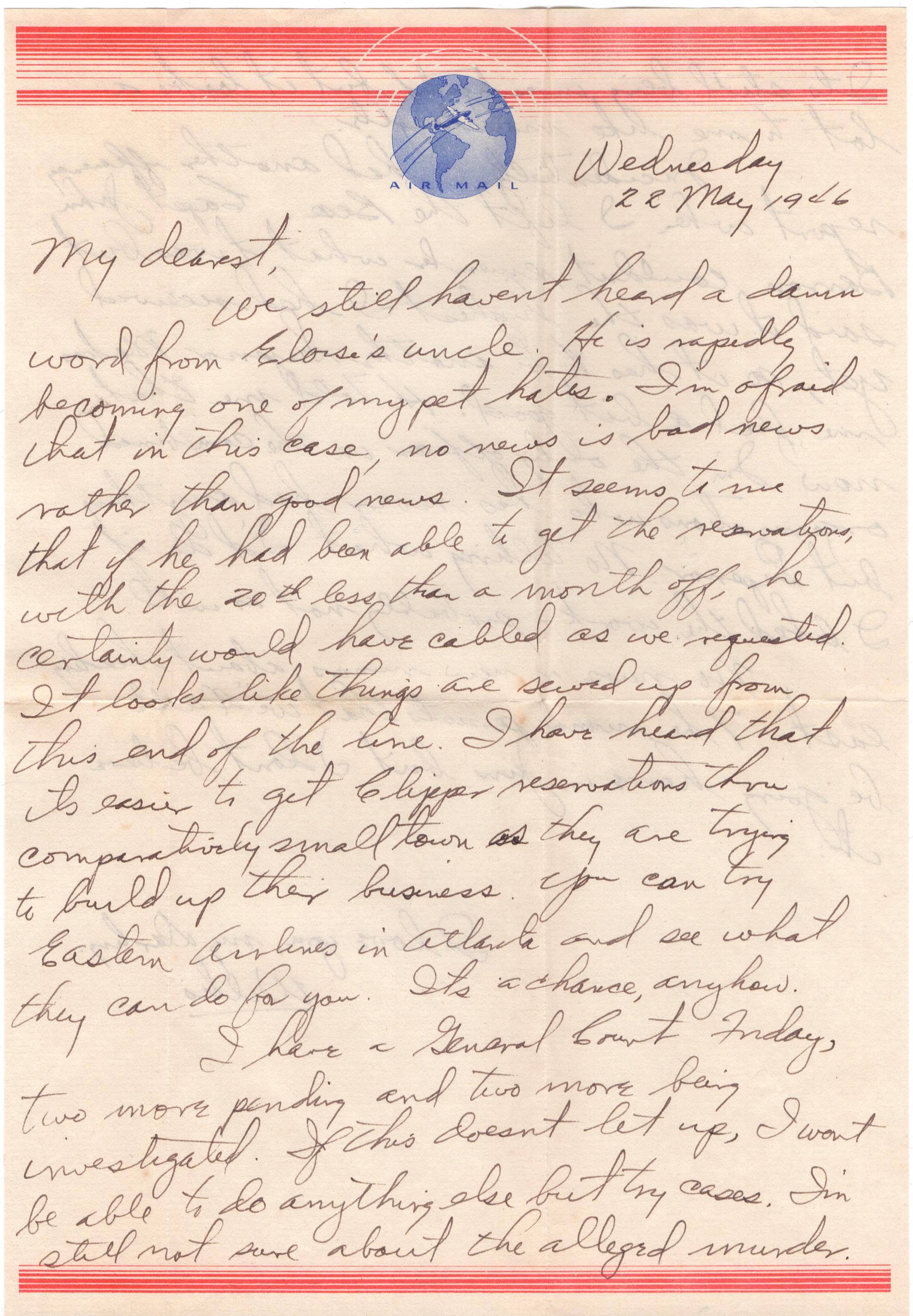 May 22, 1946: Front of letter