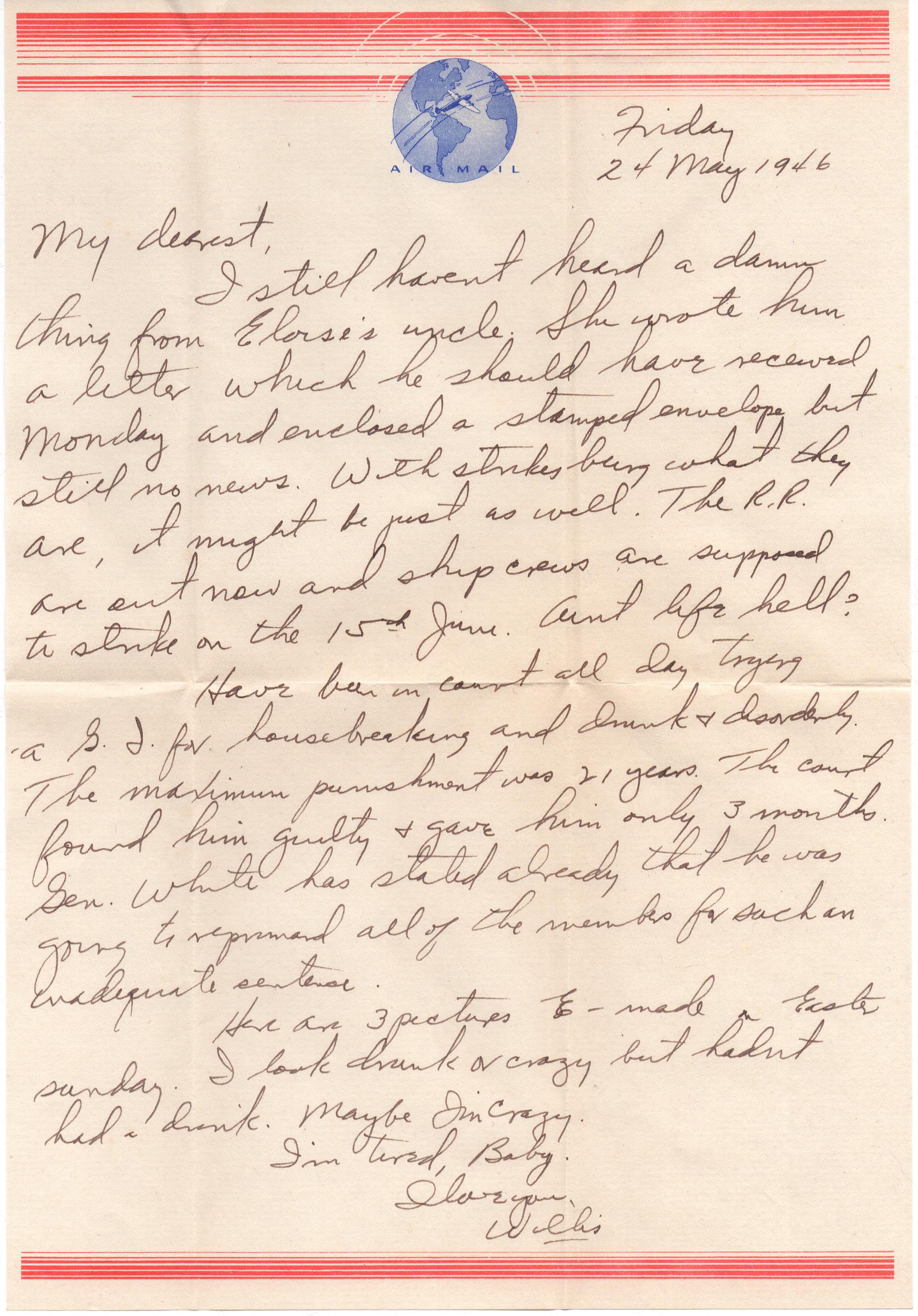 May 24, 1946: Front of letter