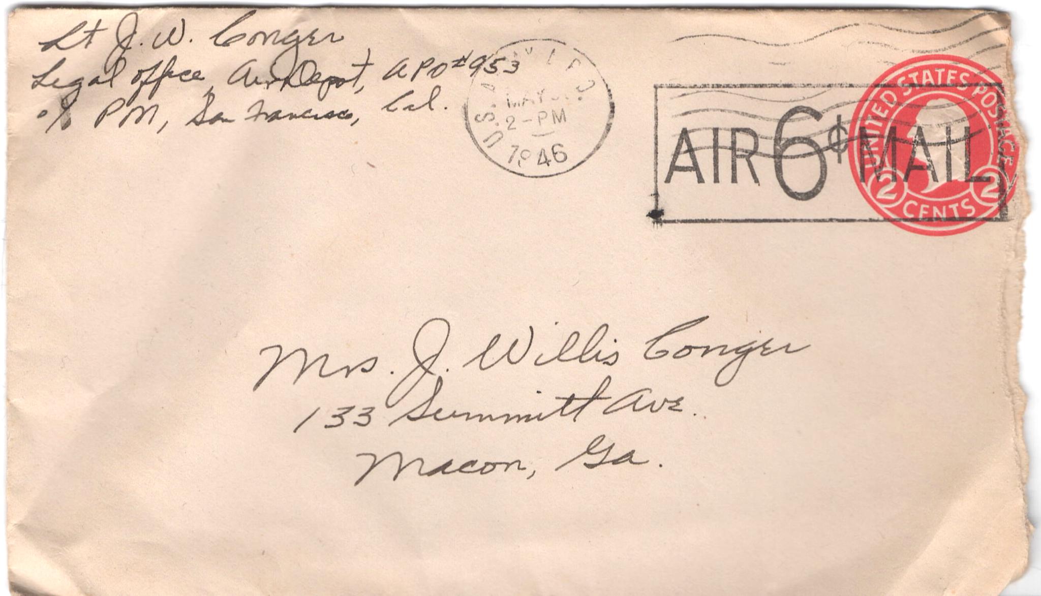 May 30, 1946: Front of envelope