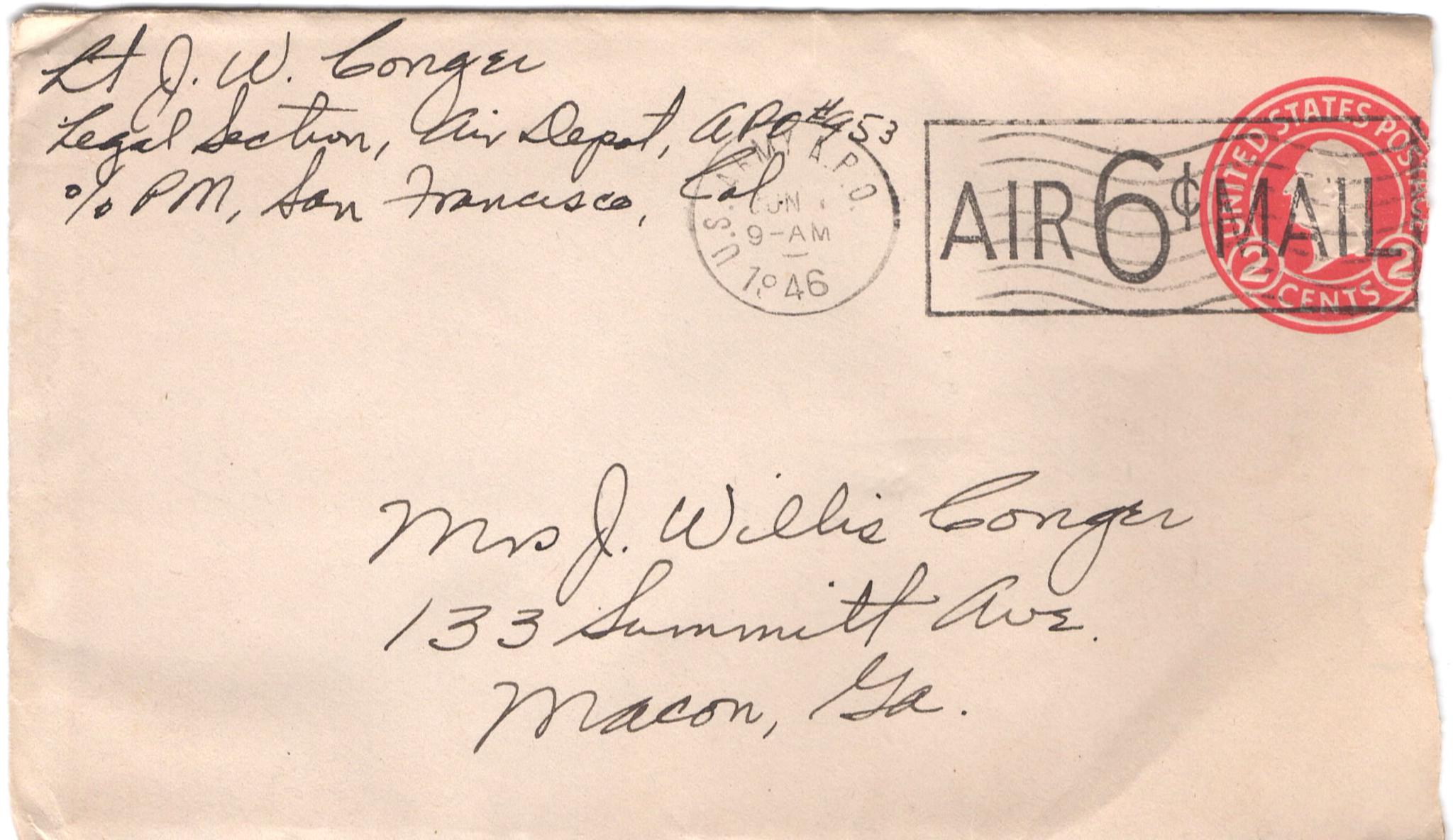 May 31, 1946: Front of envelope