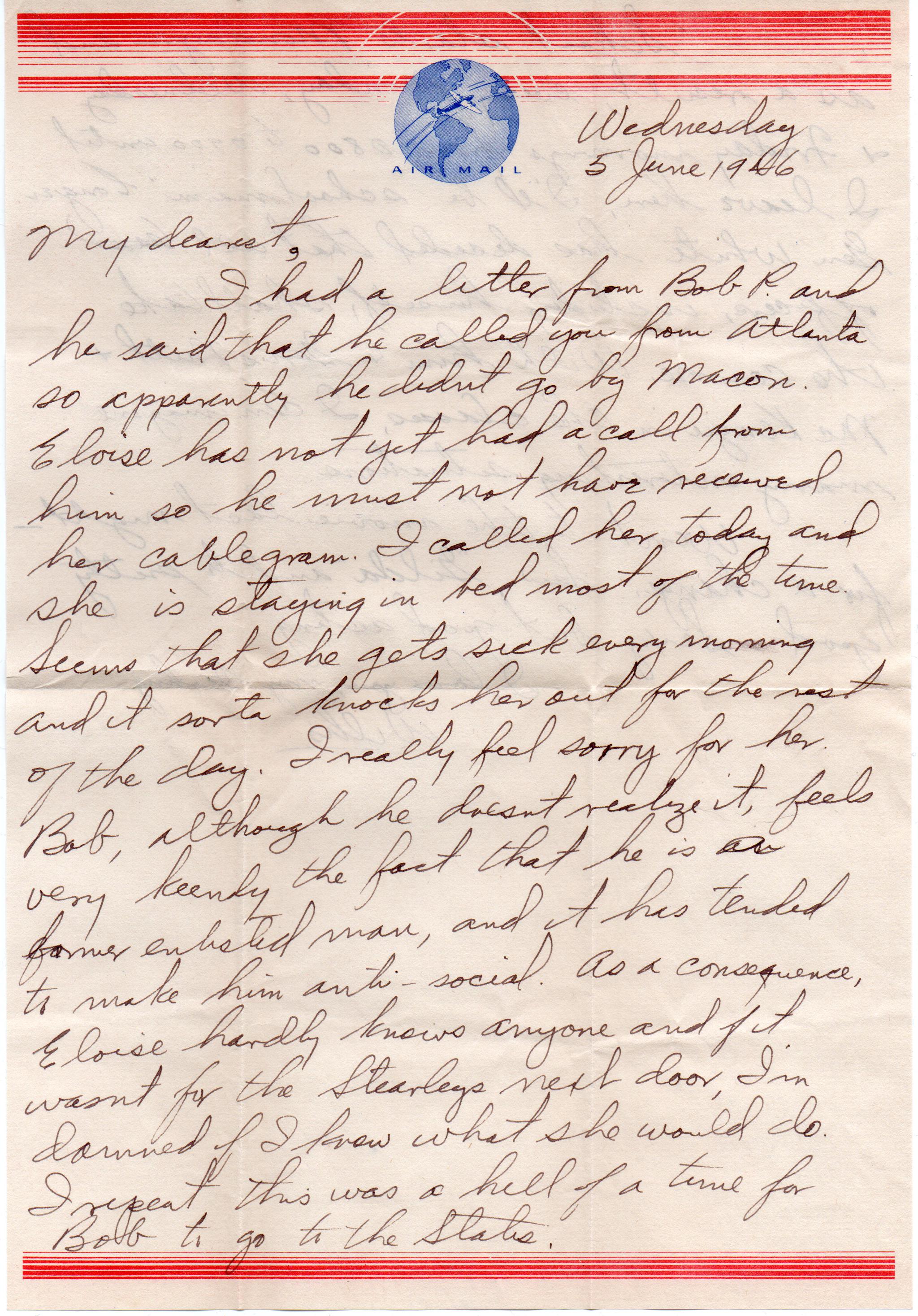 June 5, 1946: Front of letter