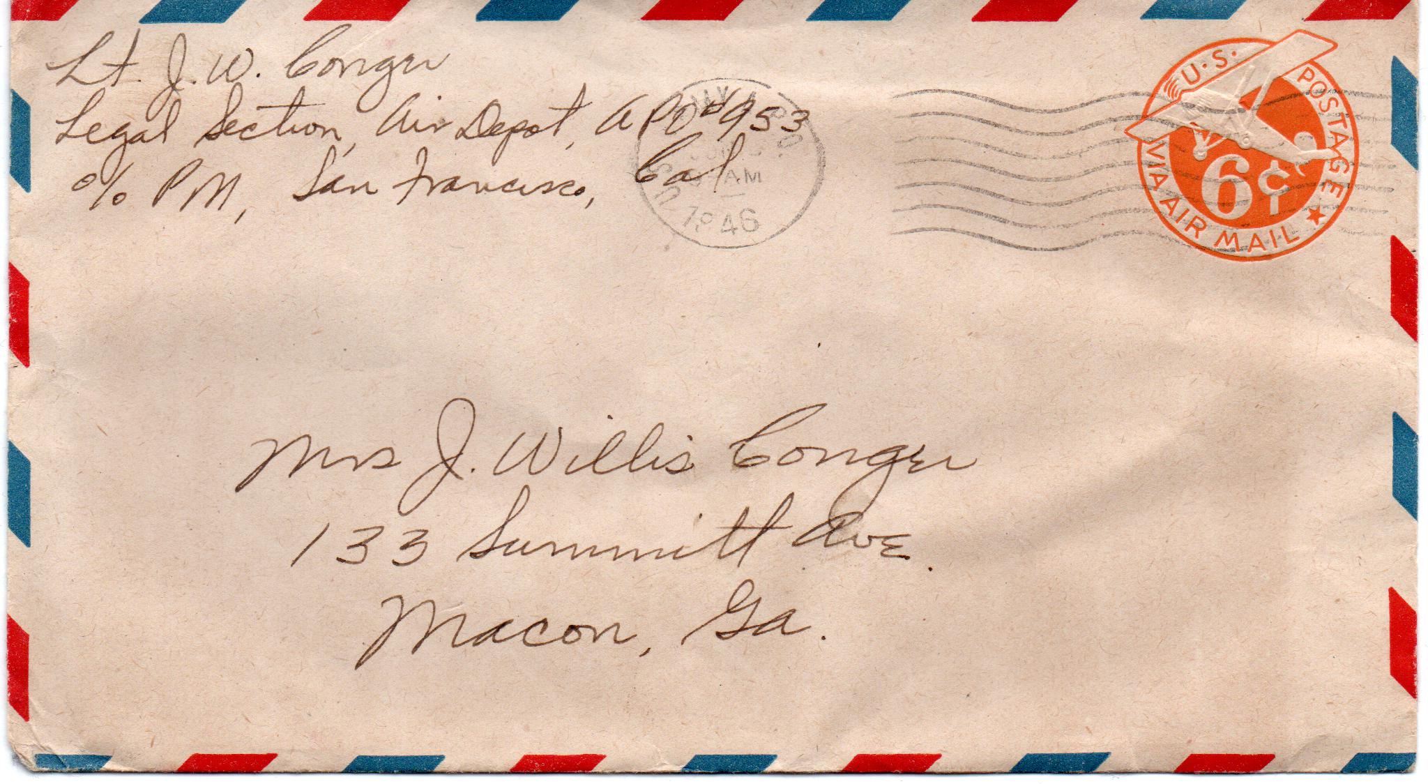 June 7, 1946: Front of envelope