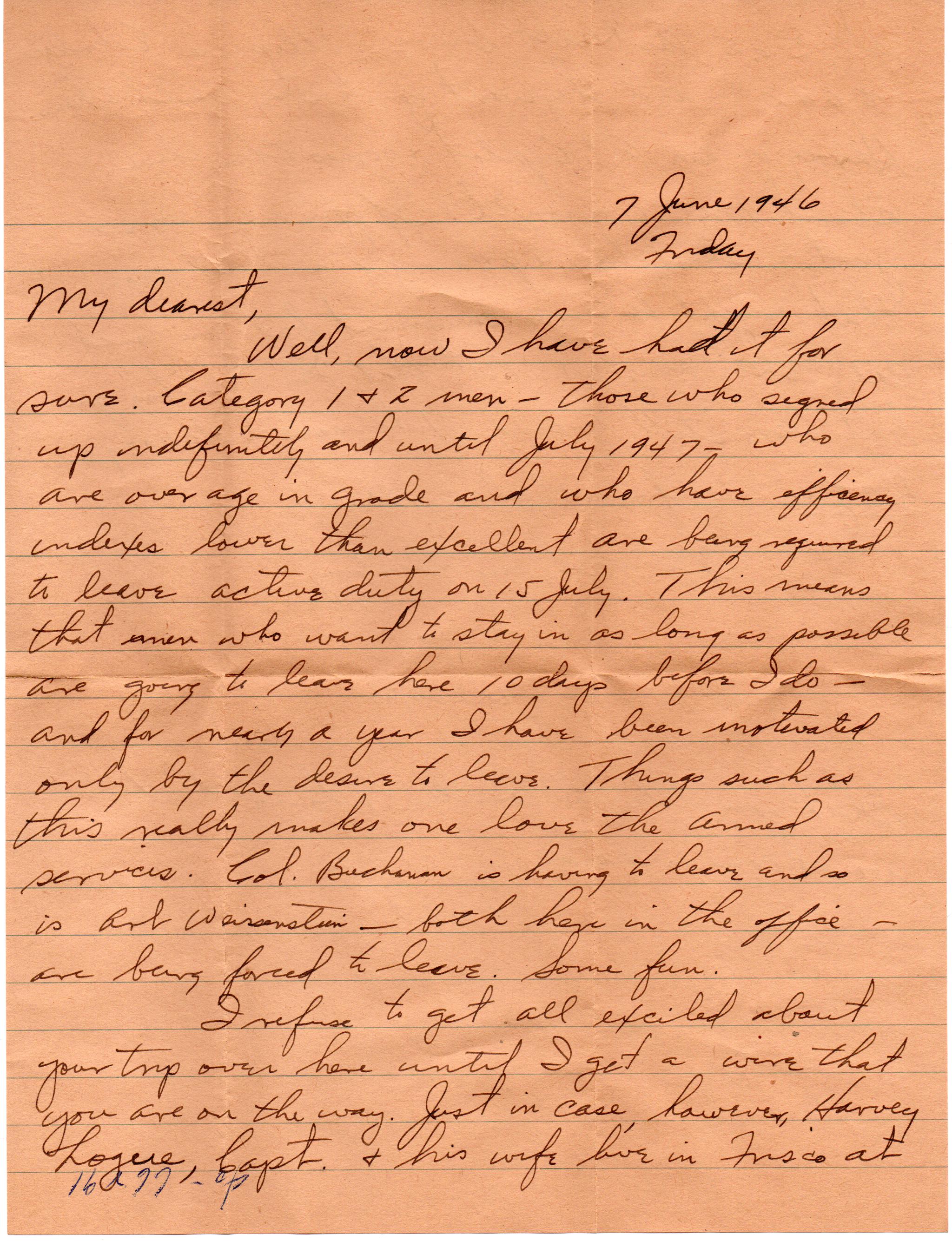 June 7, 1946: Front of letter