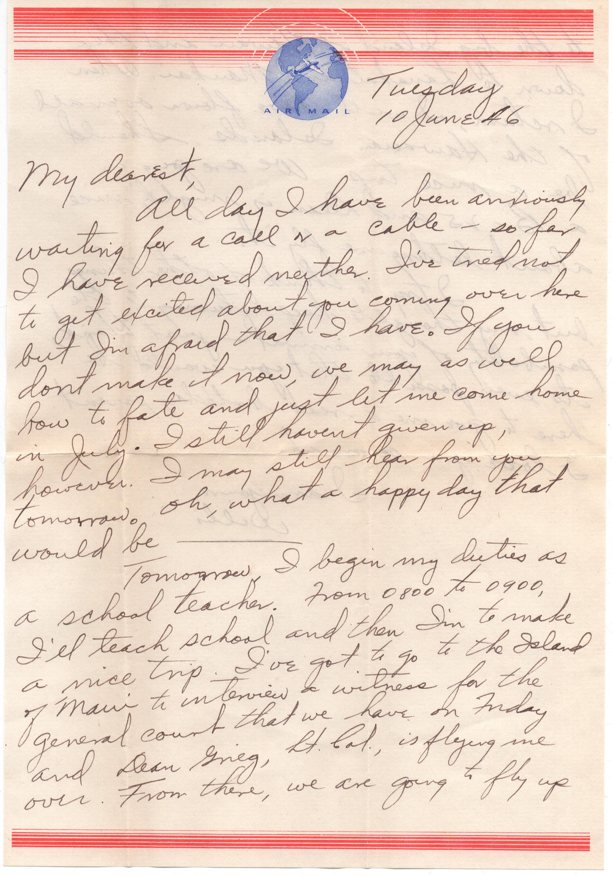 June 10, 1946: Front of letter