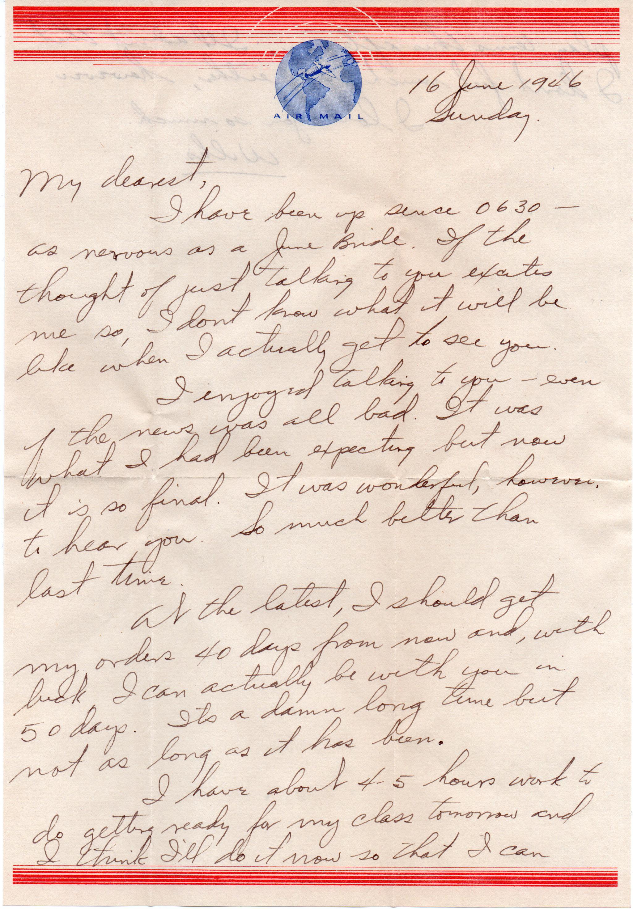 June 16, 1946: Front of letter