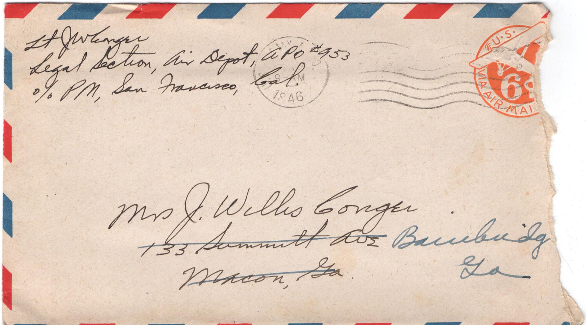 June 20, 1946: Front of envelope