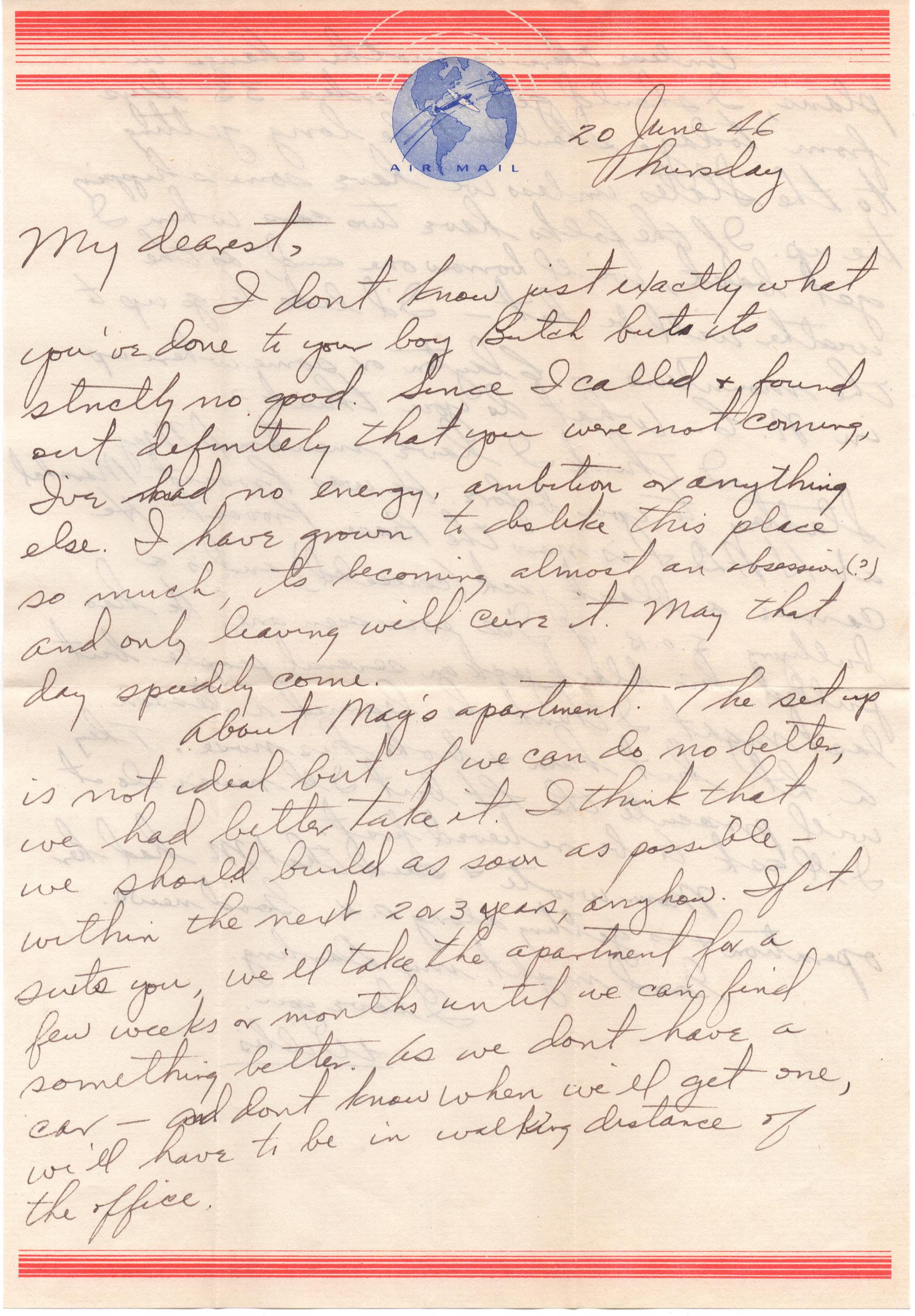 June 20, 1946: Front of letter