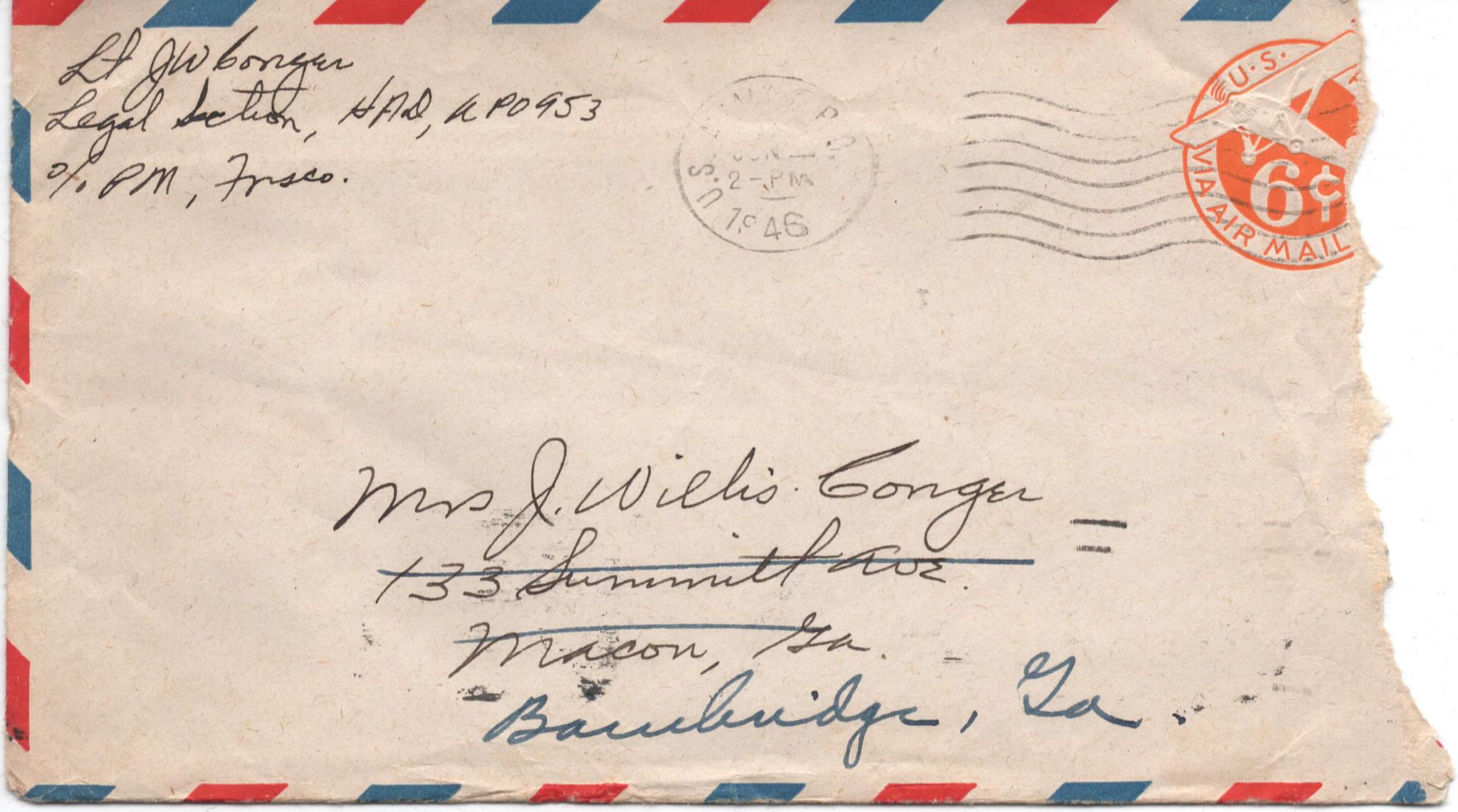 June 24, 1946: Front of envelope