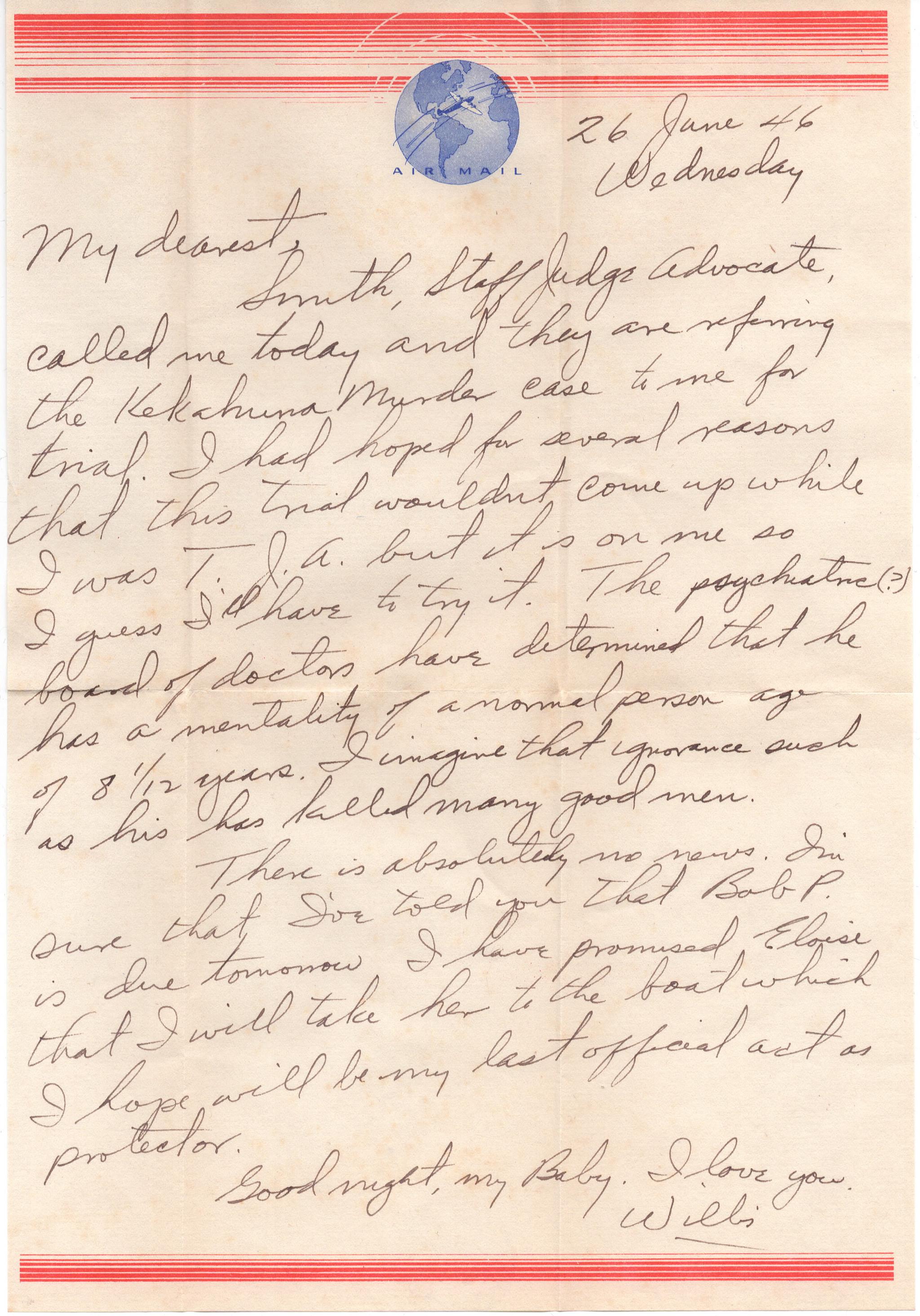 June 26, 1946: Front of letter