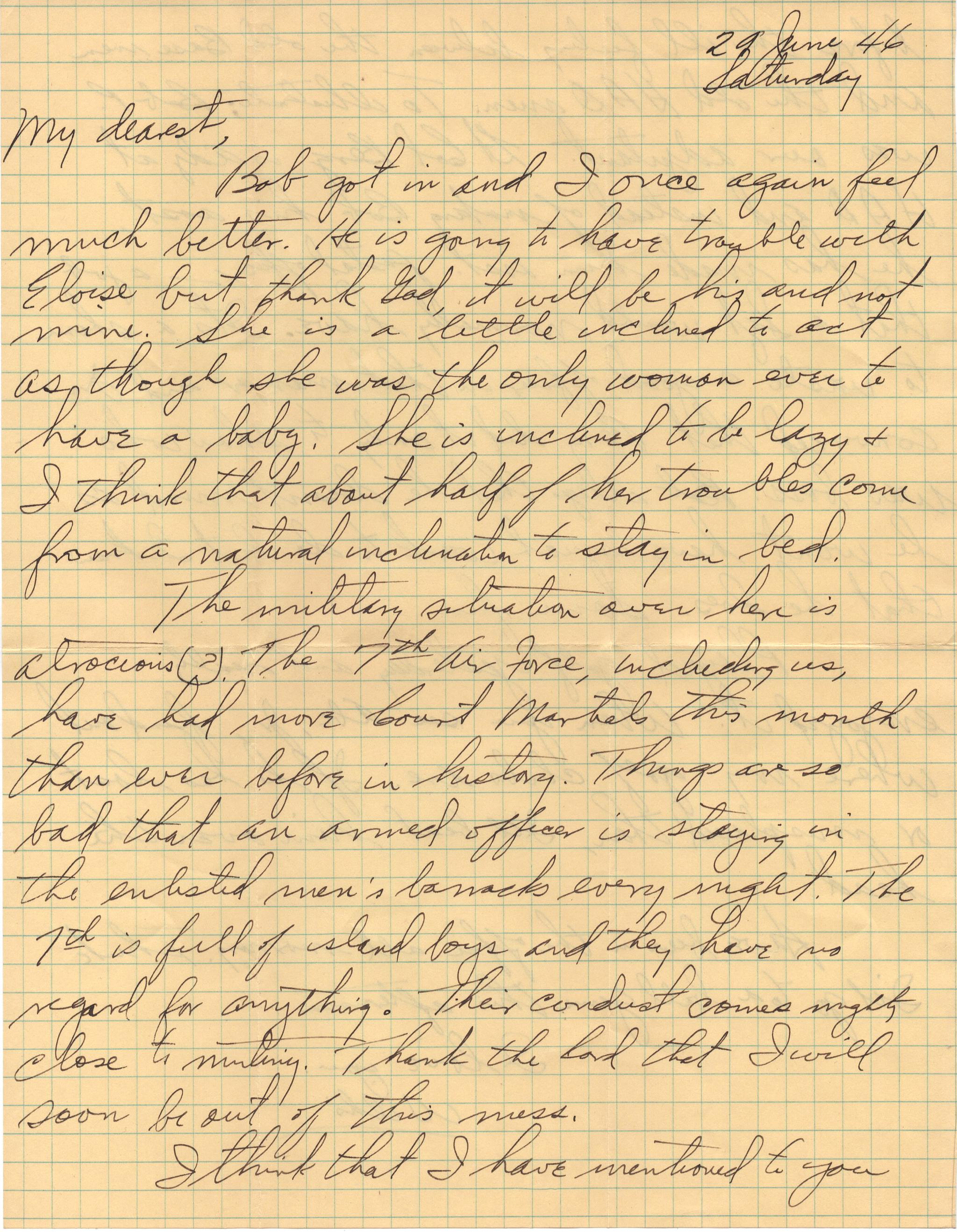 June 29, 1946: Front of letter