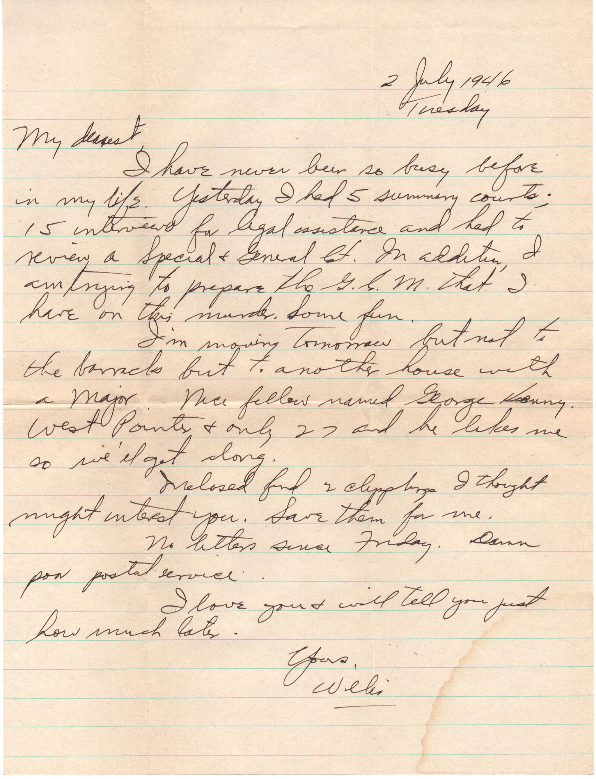 July 2, 1946: Front of letter