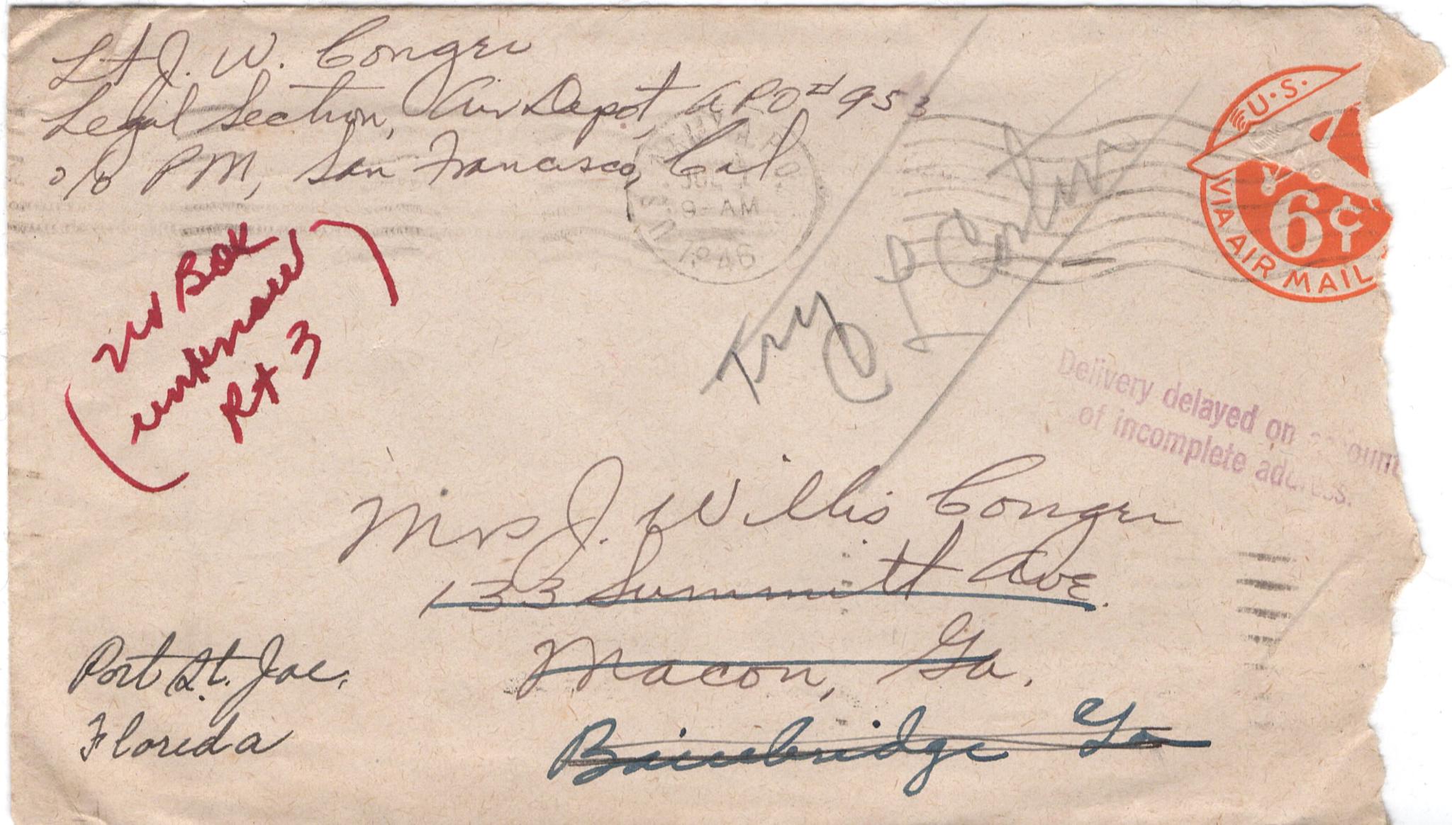 July 5, 1946: Front of envelope