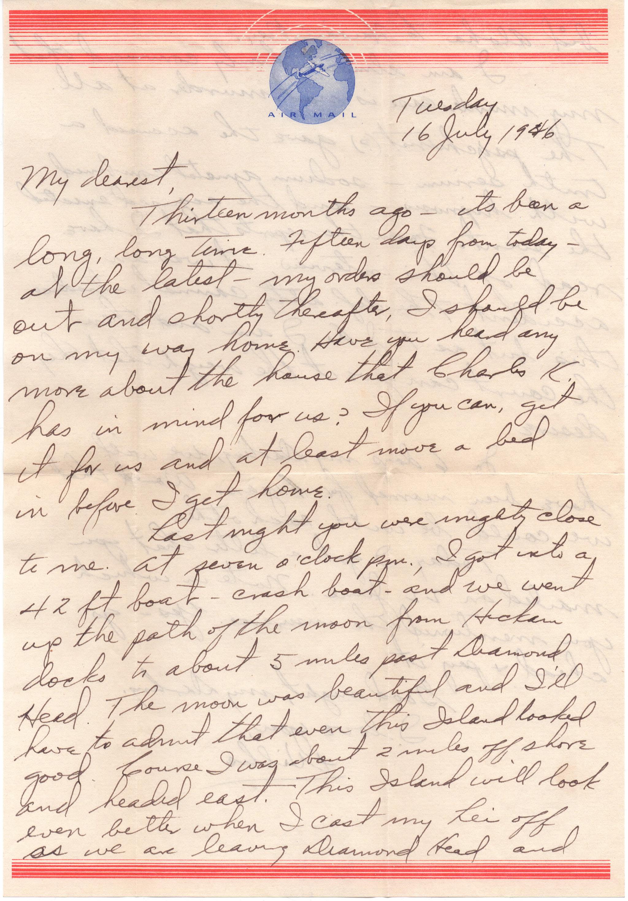 July 16, 1946: Front of letter