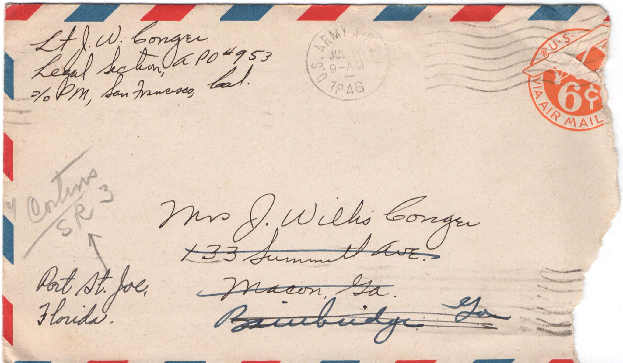 July 18, 1946: Front of envelope