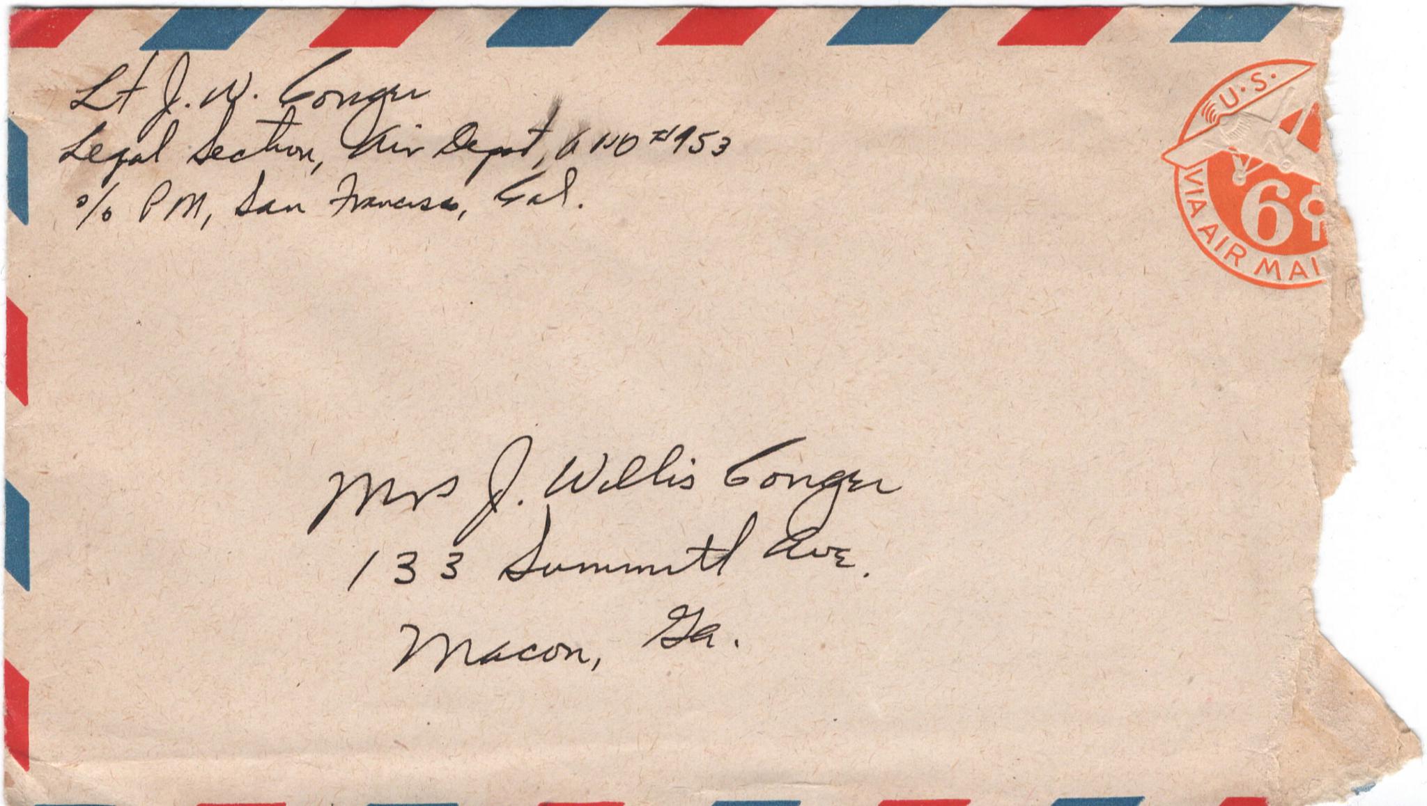 July 21, 1946: Front of envelope