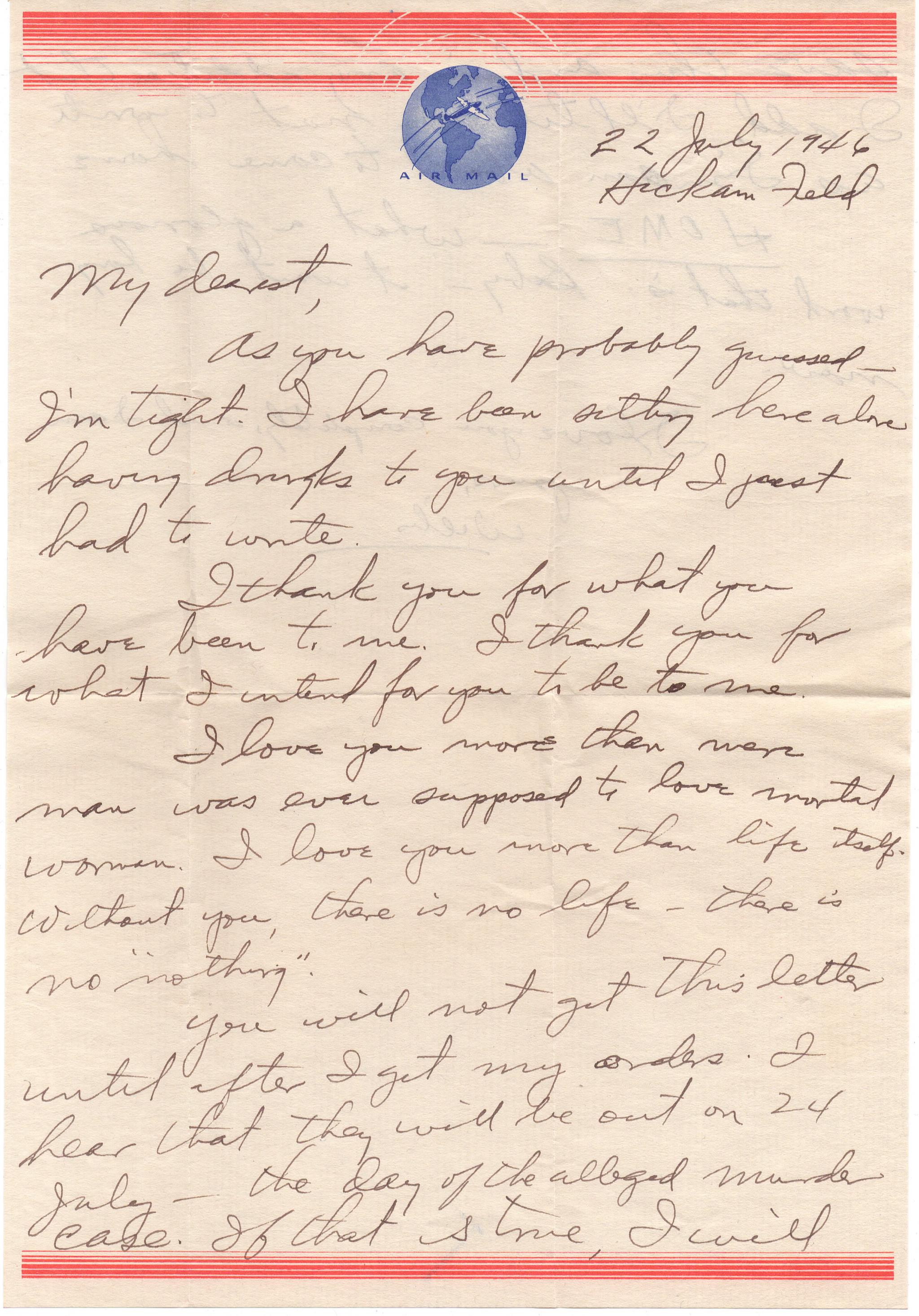 July 22, 1946: Front of letter