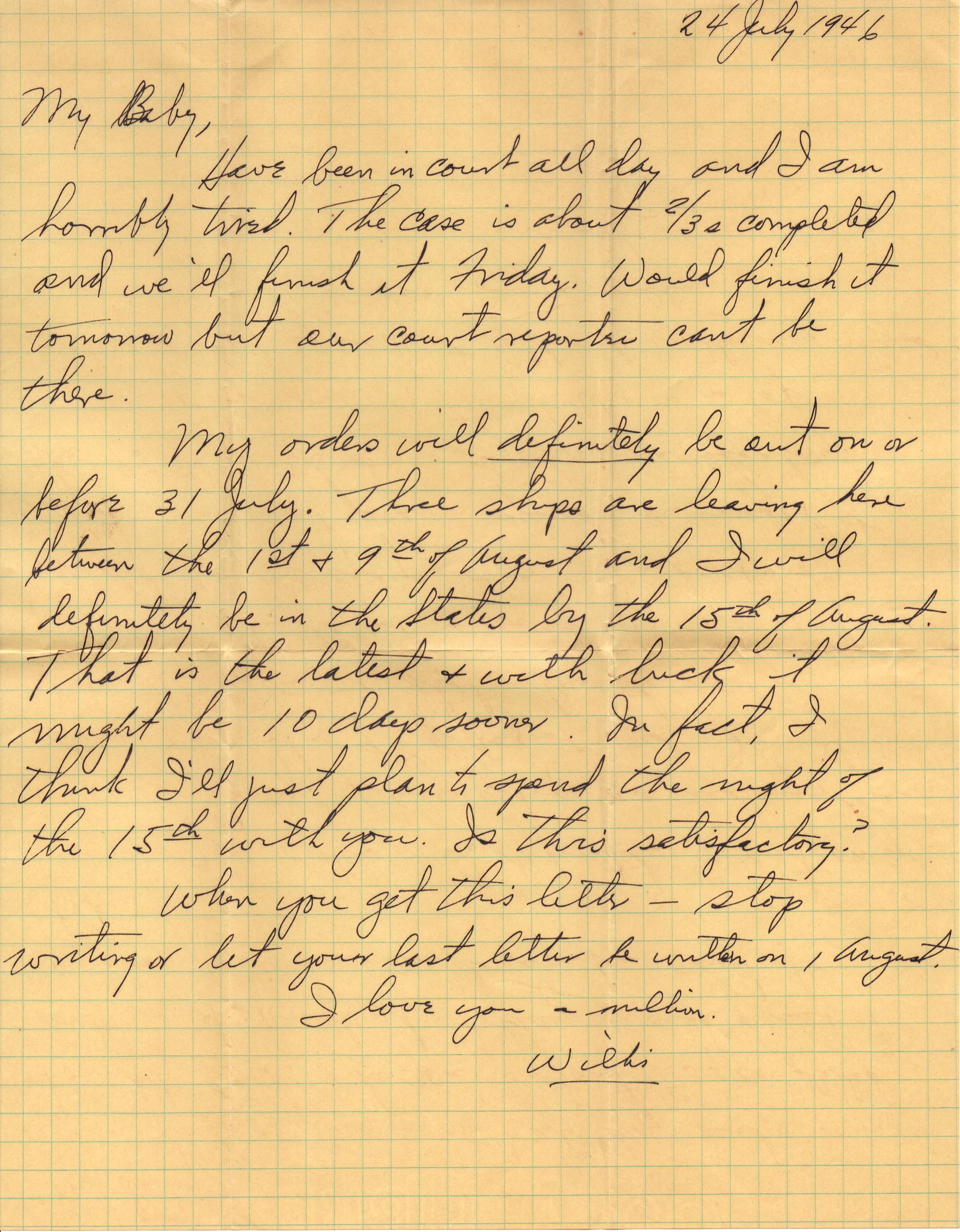 July 24, 1946: Front of letter