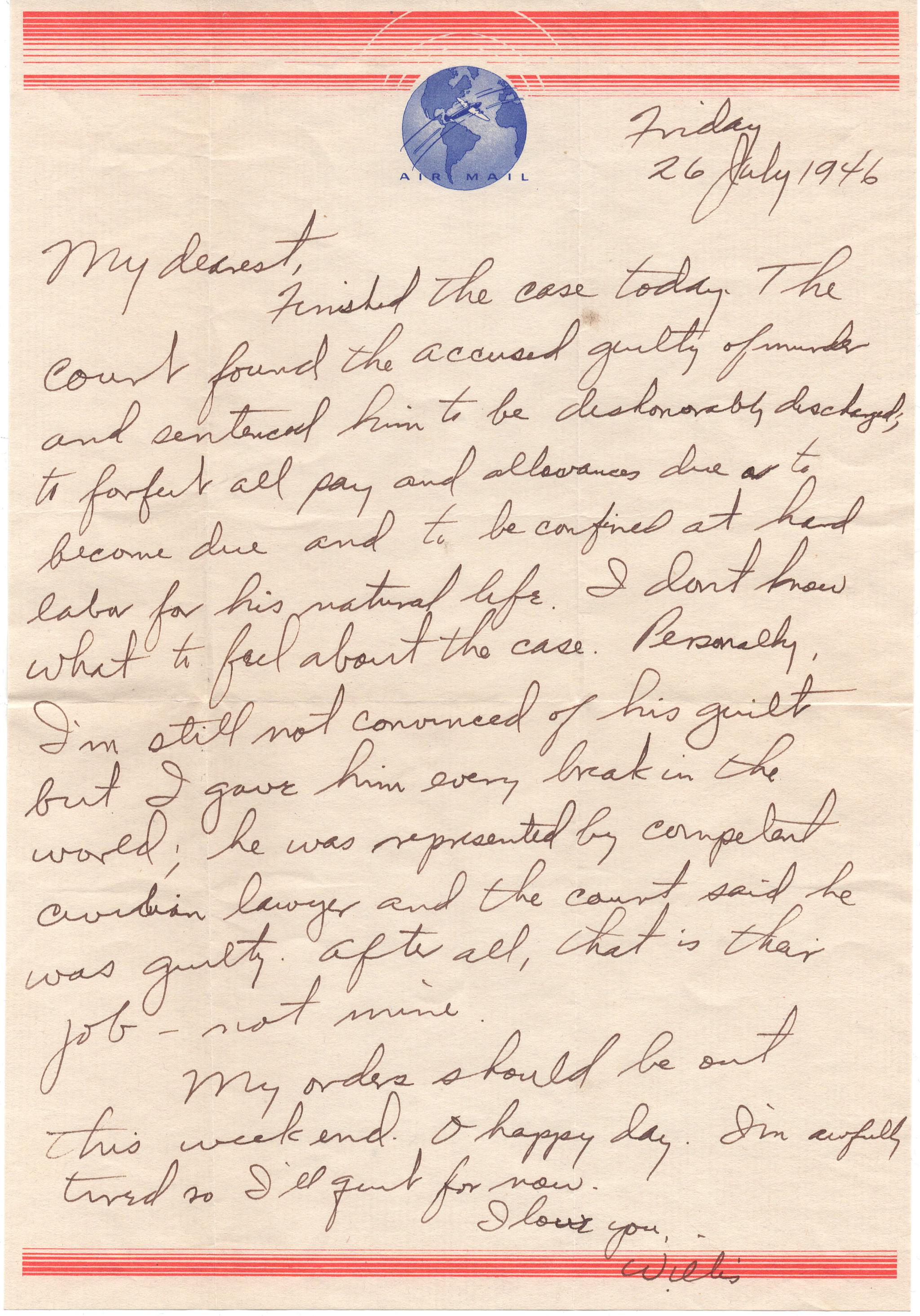 July 26, 1946: Front of letter